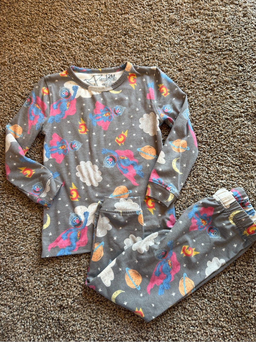 COPPER PEARL 2 Piece Long Sleeve Pajama Set in Super Grover